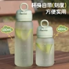 Straws water cup for girls, high appearance level, summer heat resistant, shockproof, portable, children, students, pregnant women and new mothers, graduated cup details Picture